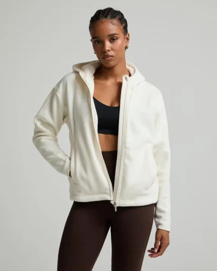 Metissier Sarcelles Polar Fleece Hoodie White Peony