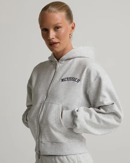 Metissier Womens Amiens Full Zip Hoodie Ice Grey Marl